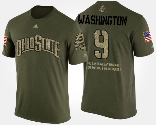 Ohio State Buckeyes Adolphus Washington Men's #9 With Message Military Short Sleeve Camo College Football T-Shirt 2404HUZF5